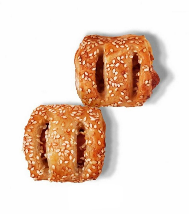 Mini hot dog with ketchup pastry